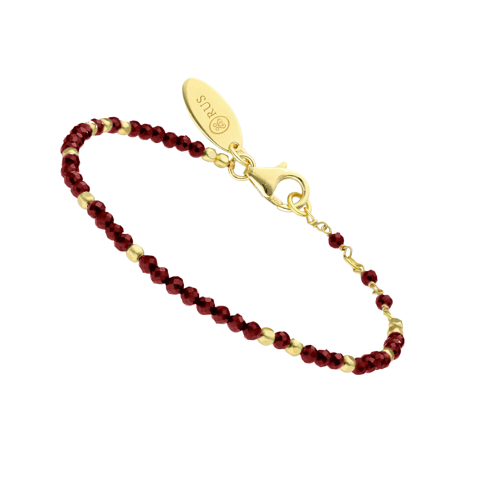 Bracelet argent doré simple perles naturelles grenat