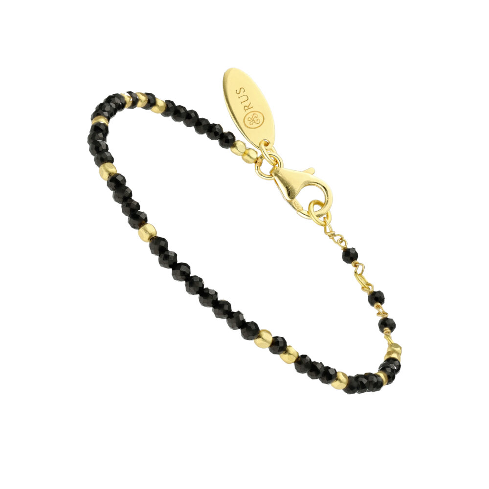 Bracelet argent doré simple perles naturelles noires