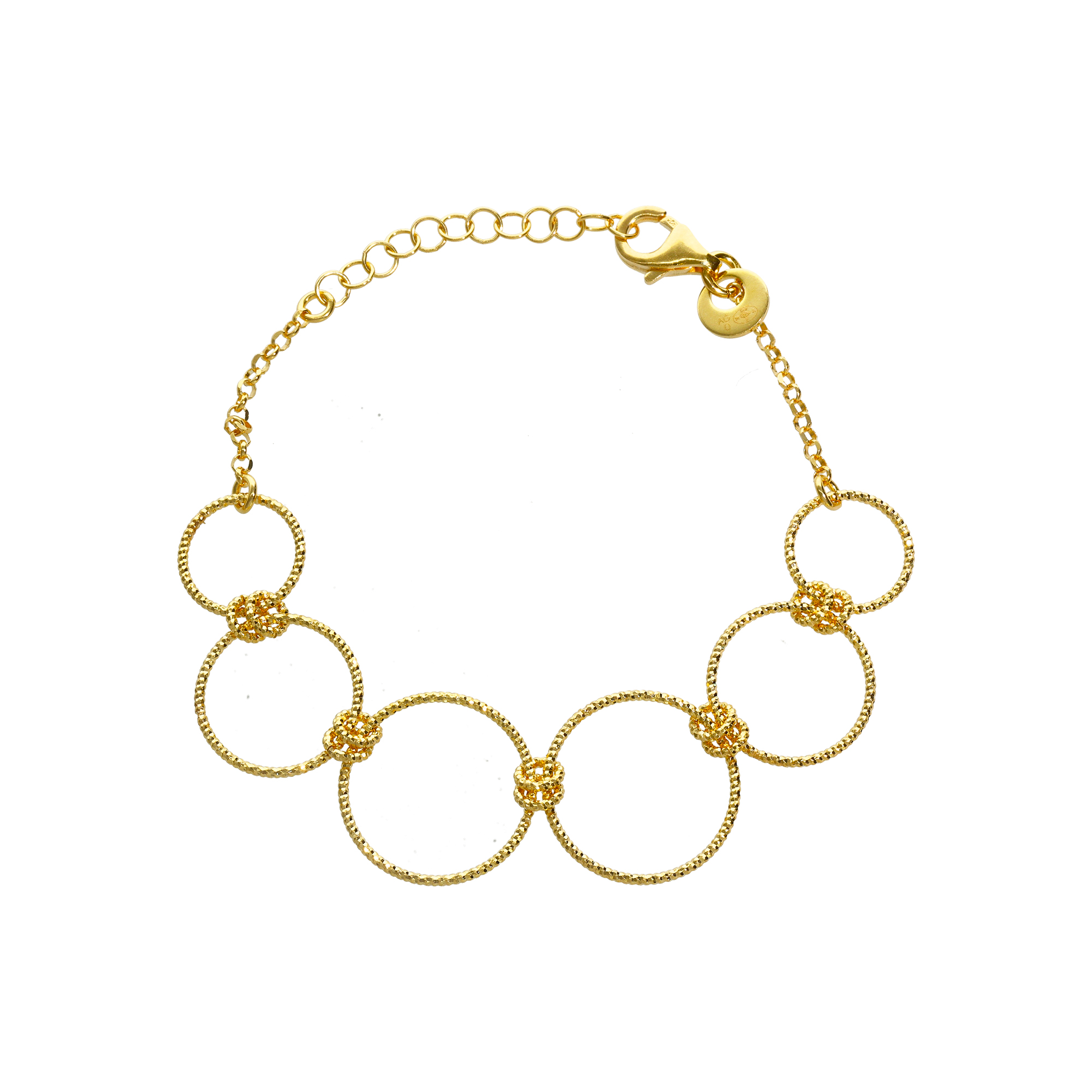 Bracelet argent dorée cascade d anneaux