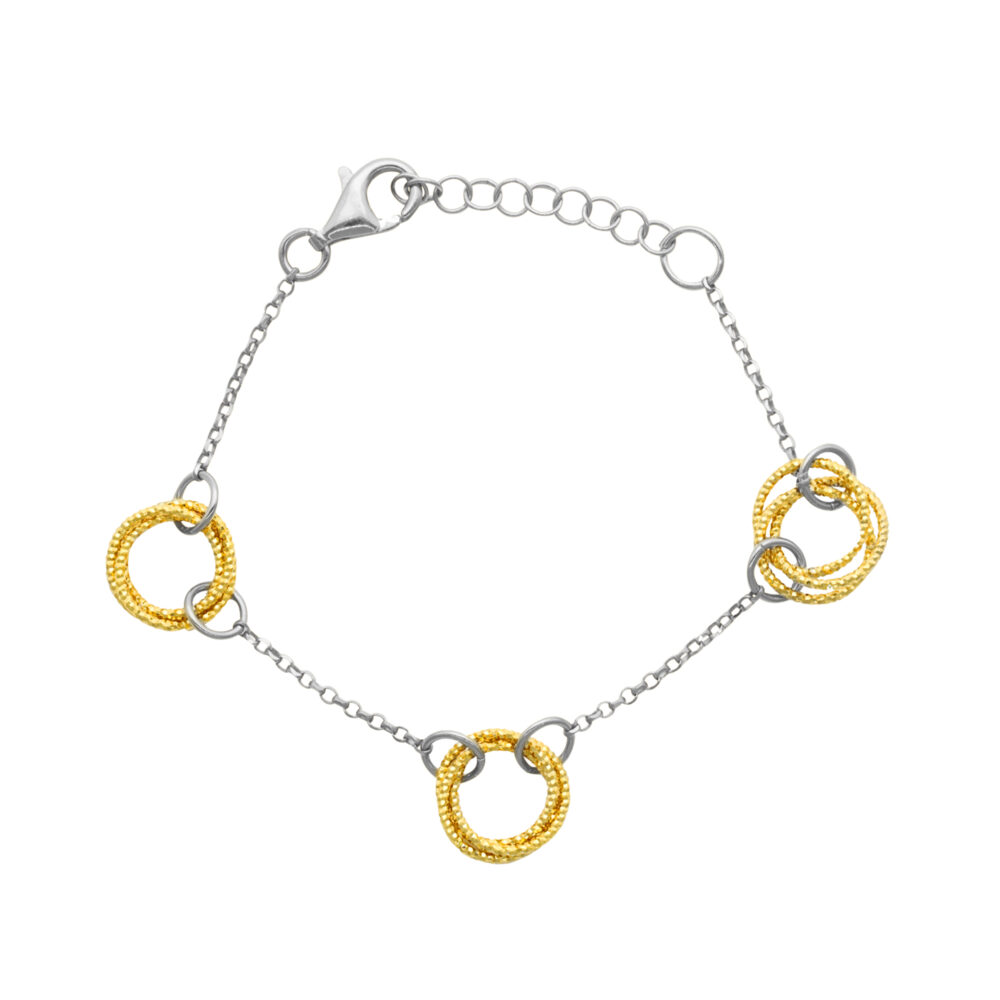 Bracelet argent rhodié doré diamanté classique