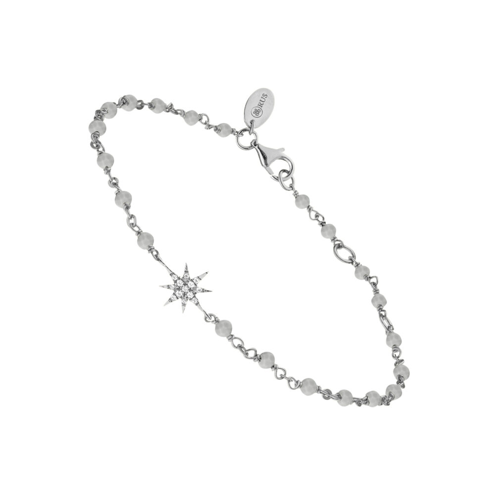 Bracelet argent rhodié étoile zirconium blanc et pierres labradorite