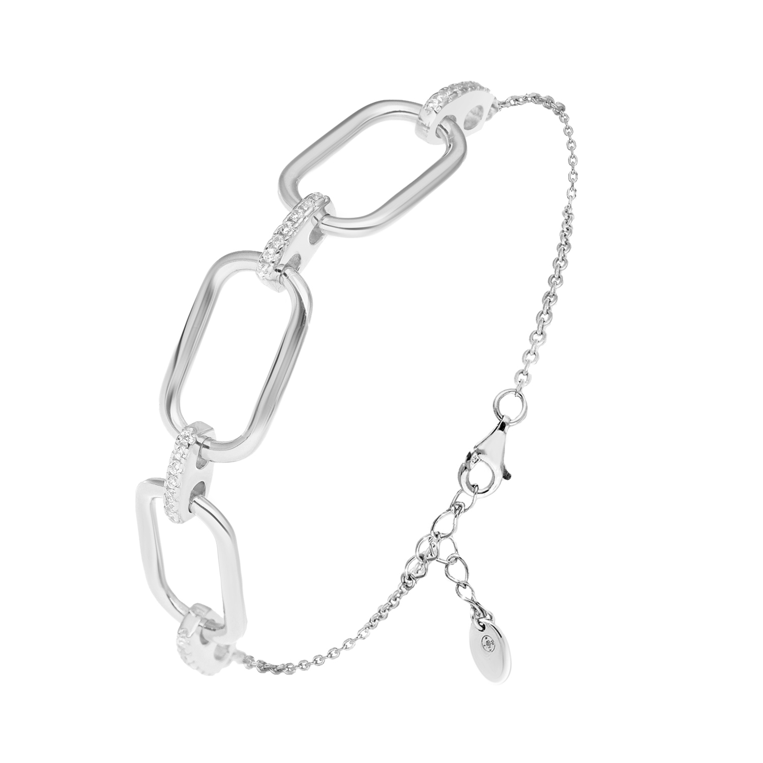 Bracelet argent rhodié olga sertie de zirconiums blanc