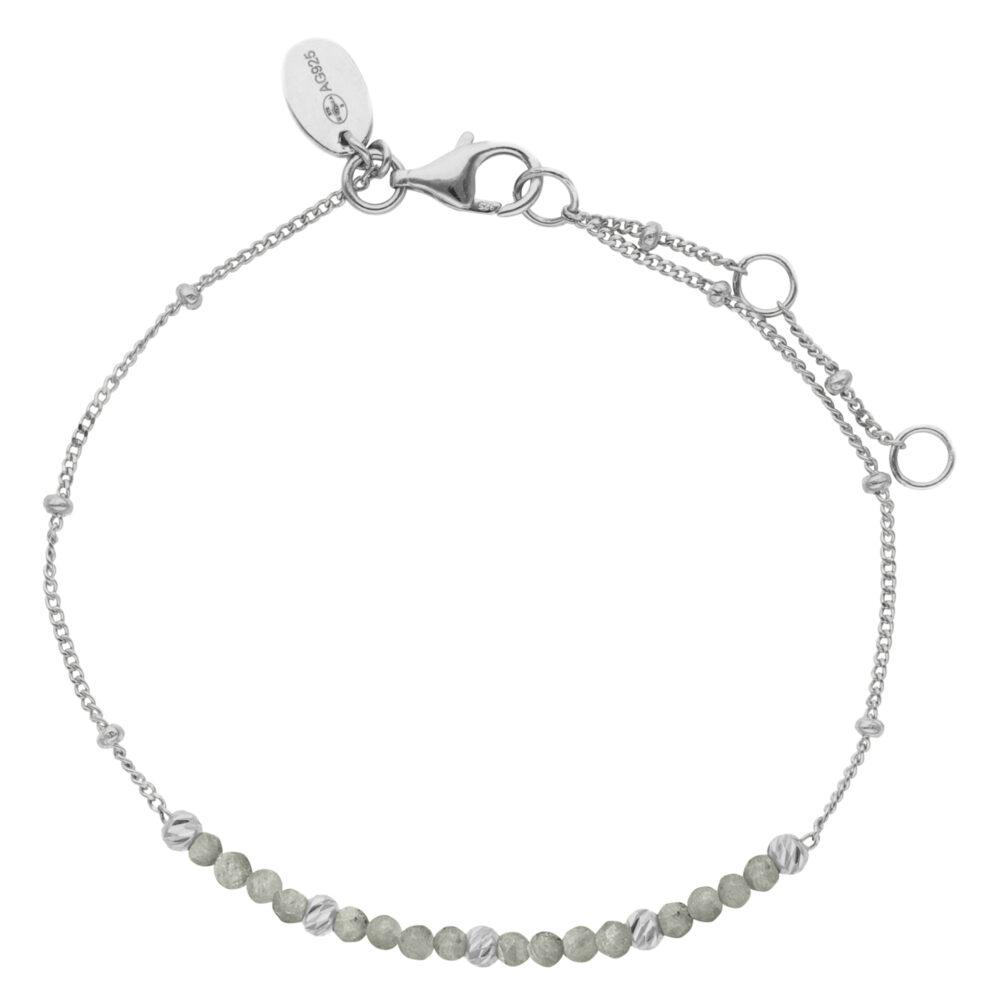 Bracelet argent rhodié pierres naturelles labradorite