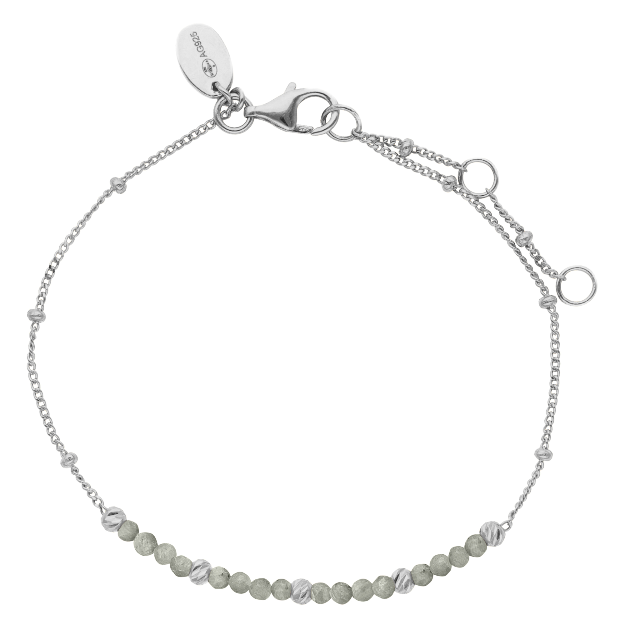 Bracelet argent rhodié pierres naturelles labradorite