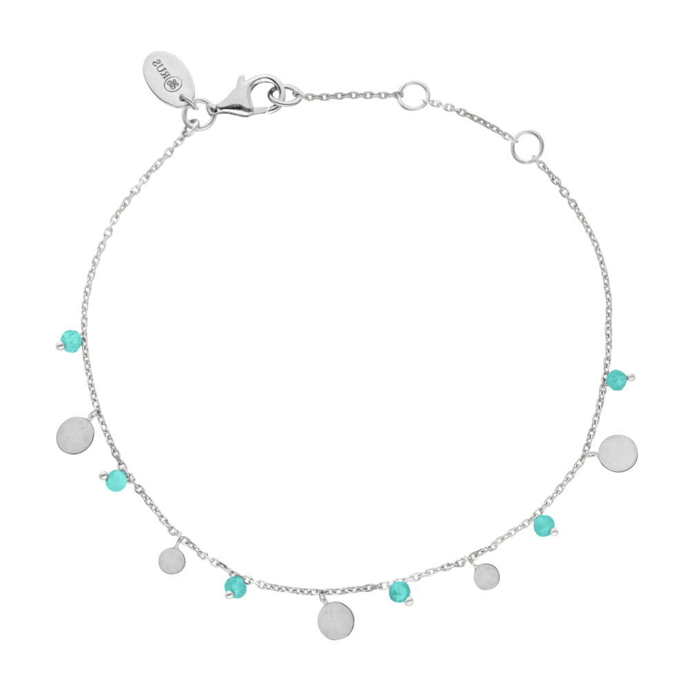 Bracelet argent rhodié pampilles et pierres amazonite