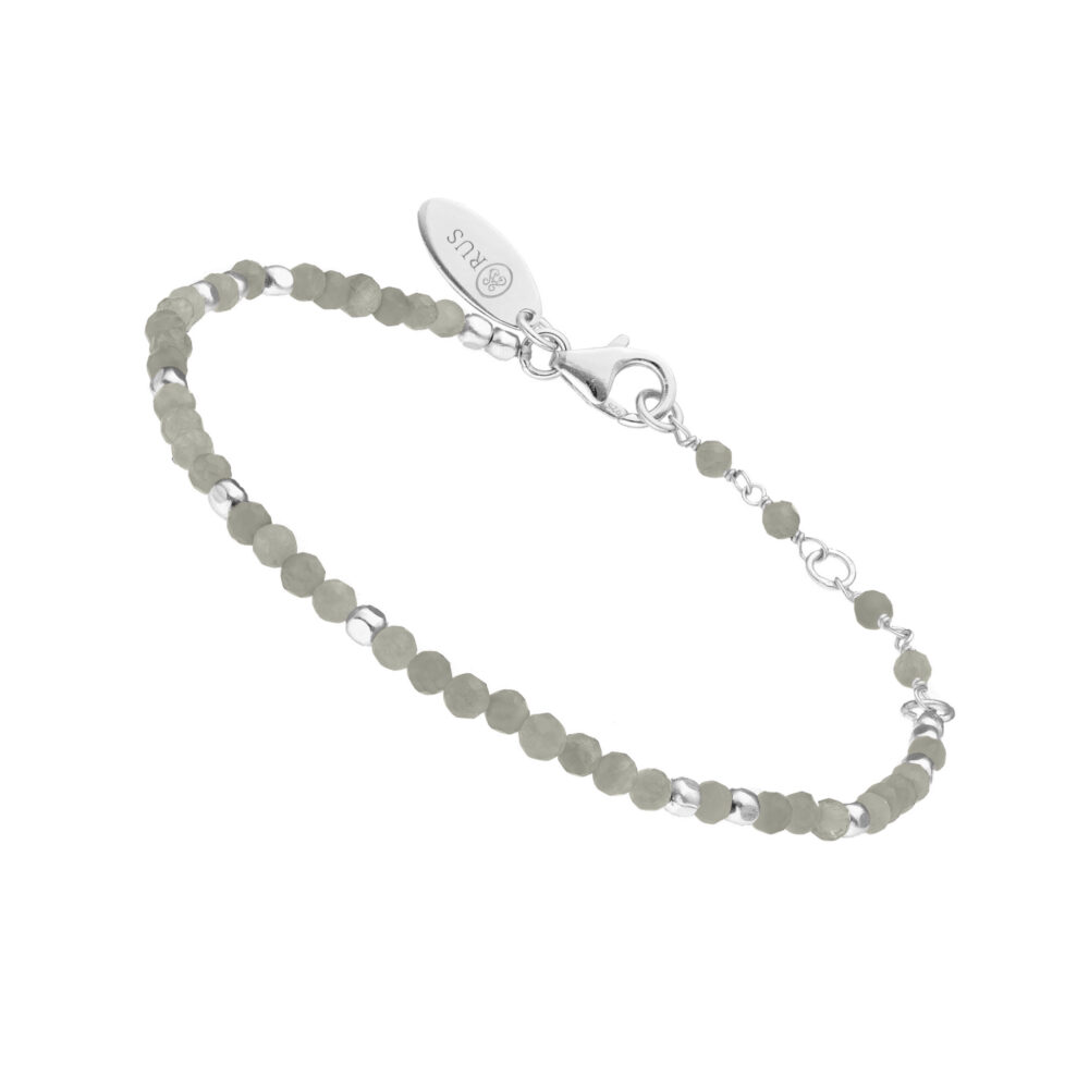 Bracelet argent rhodié simple perles naturelles labradorite