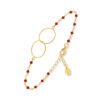 bracelet argent doré double rond et pierre rouge