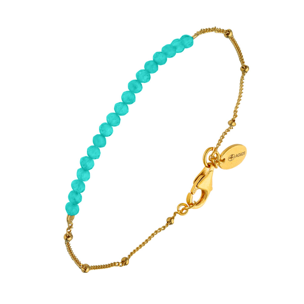 Bracelet chaîne argent doré avec pierres amazonite