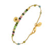 Bracelet chaîne argent doré avec pierres tourmaline et pampille