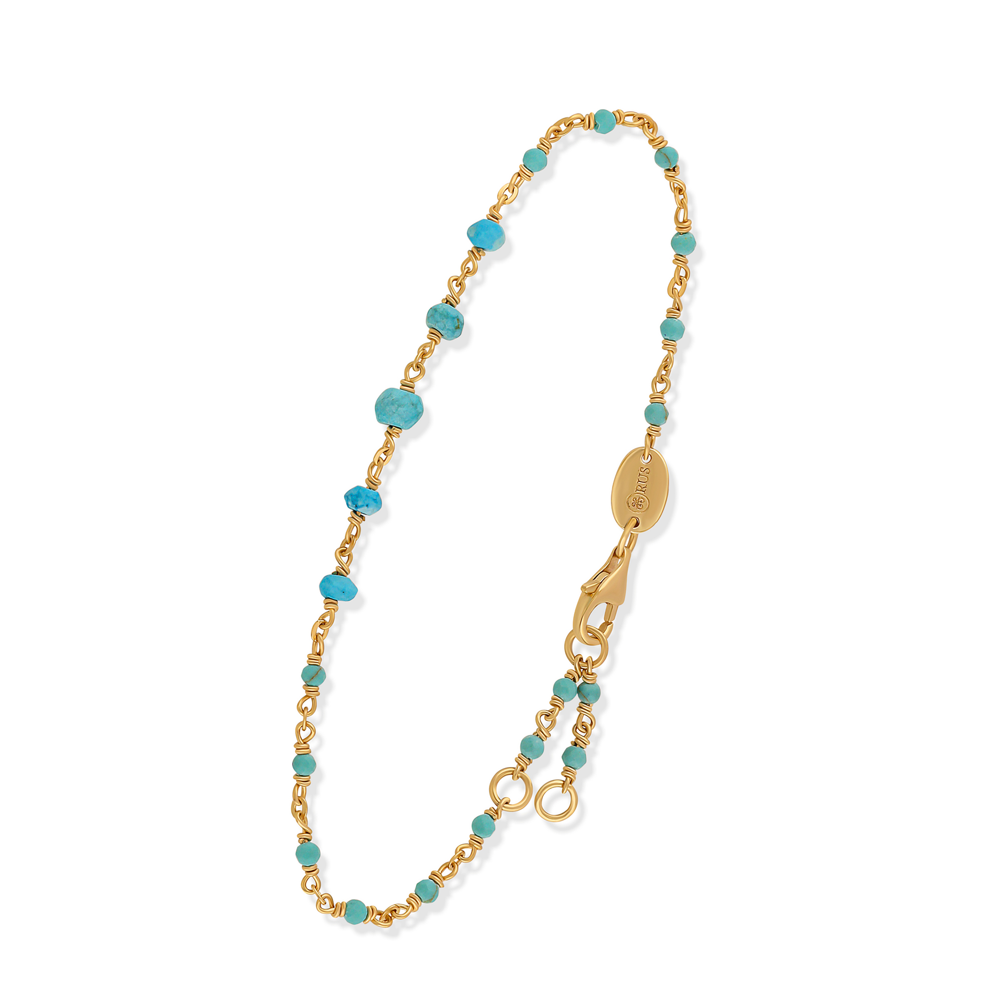 Bracelet en argent doré cascade pierre amazonite