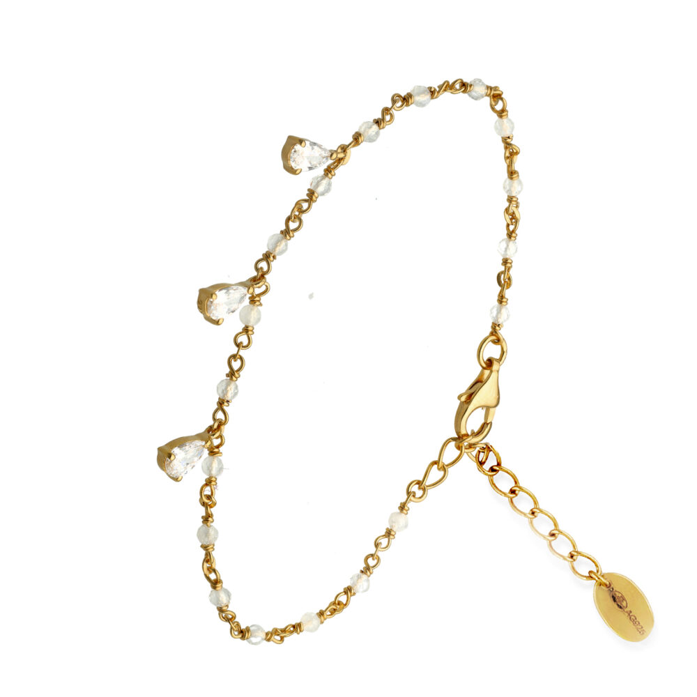 Bracelet en argent doré gouttes blanches