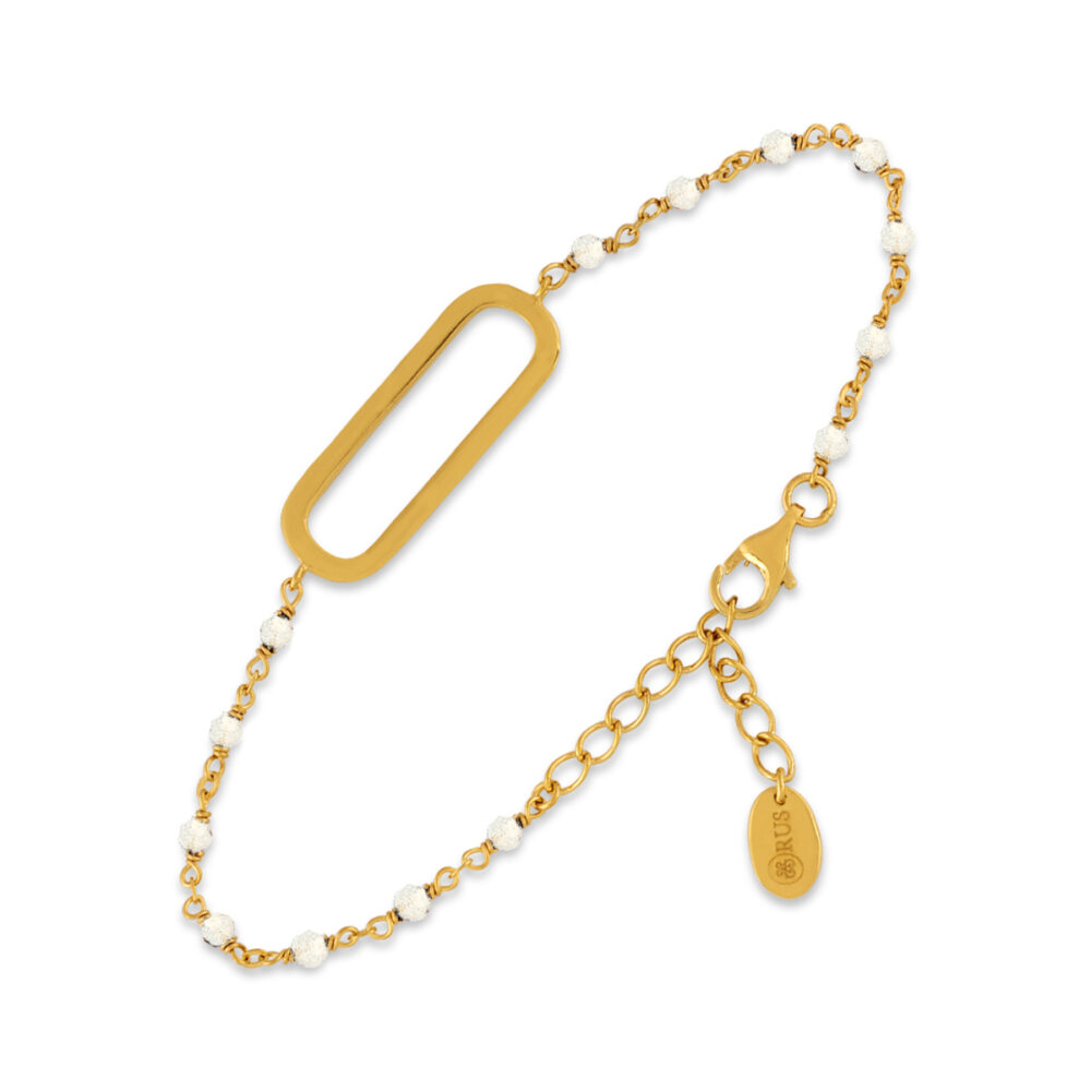 Bracelet en argent doré lingot pierres blanches
