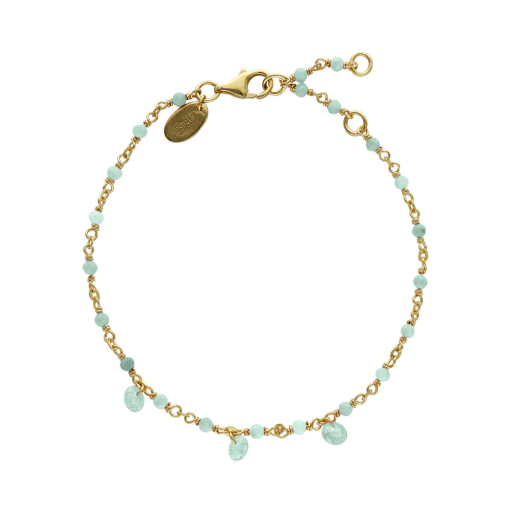 Bracelet en argent doré pierre naturelle amazonite pampilles amazonite