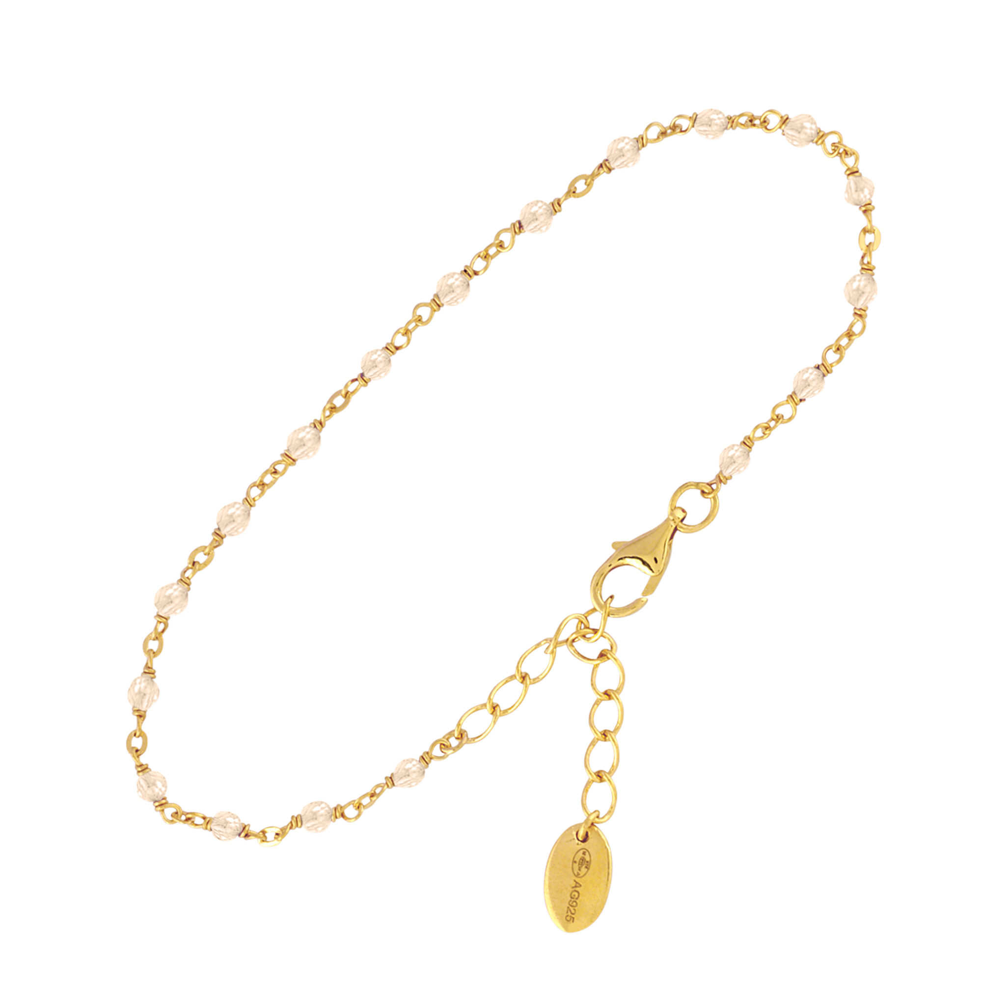 Bracelet en argent doré pierres opale rose