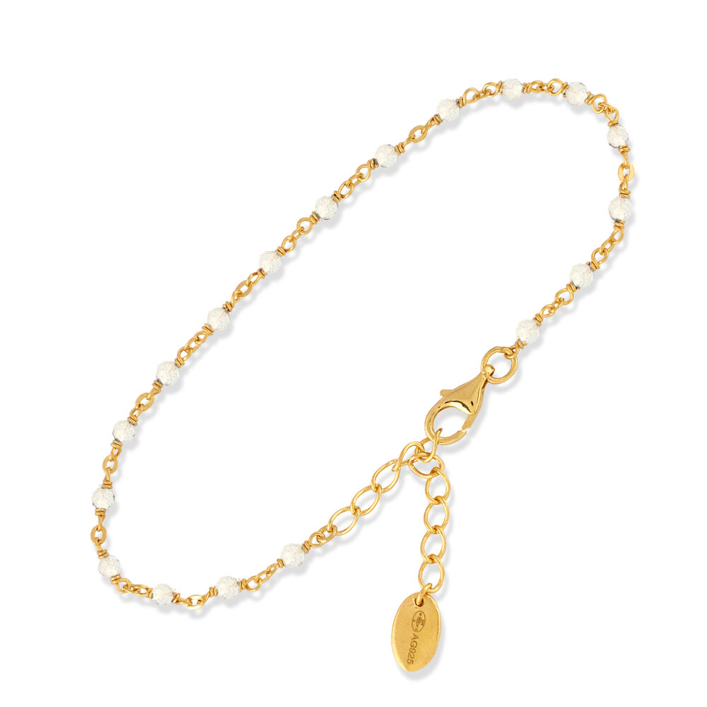 Bracelet en argent doré pierres blanches
