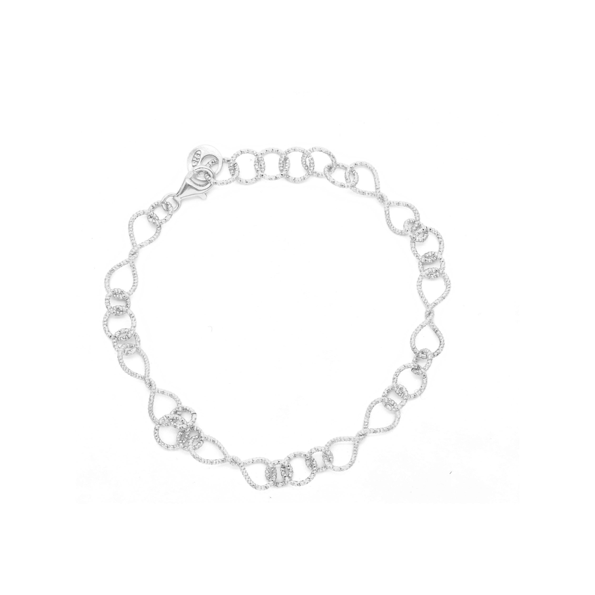Bracelet en argent rhodié diamanté torsadée
