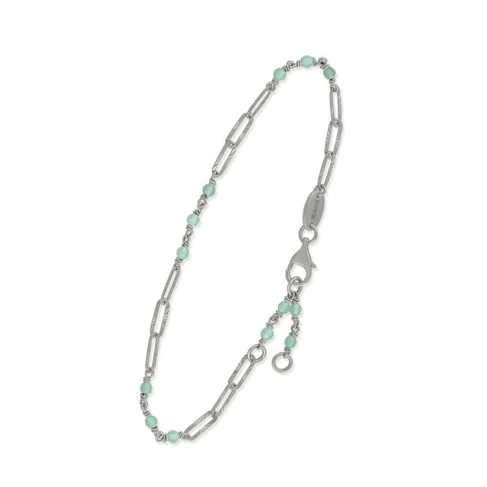 Bracelet en argent rhodié maillon pierre amazonite