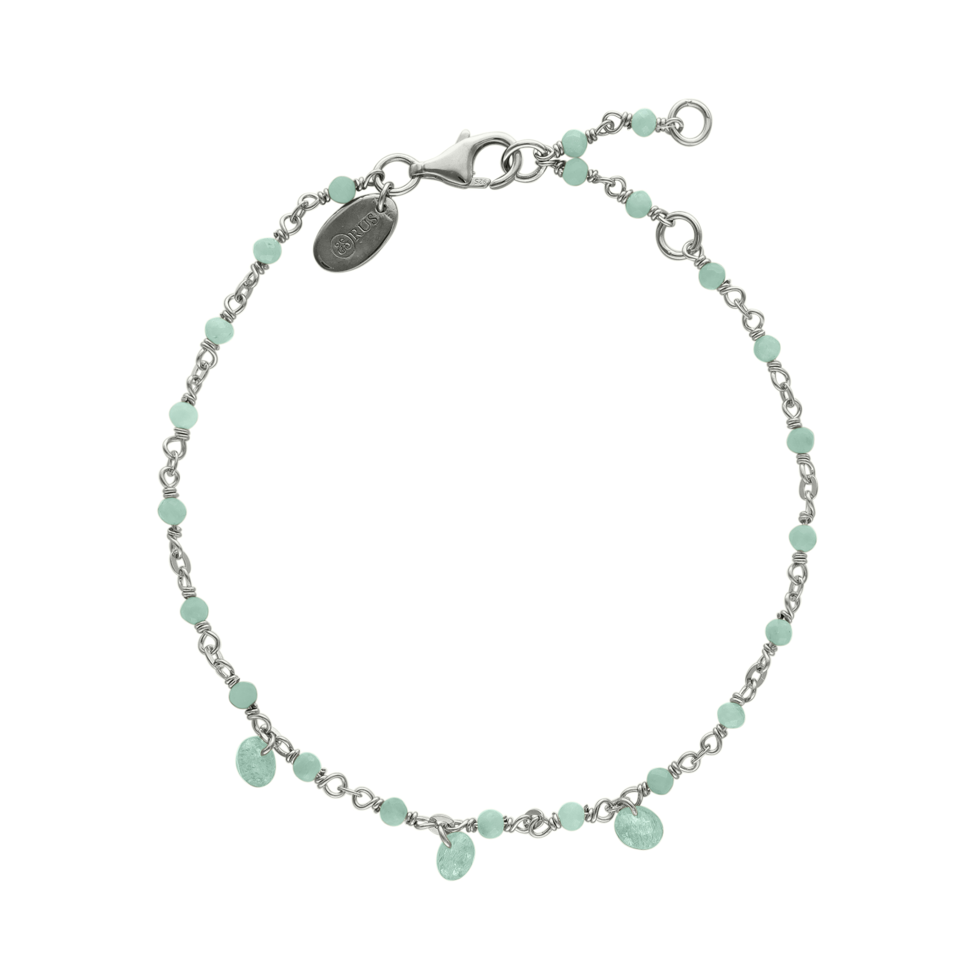 Bracelet en argent rhodié pierre naturelle amazonite pampilles amazonite