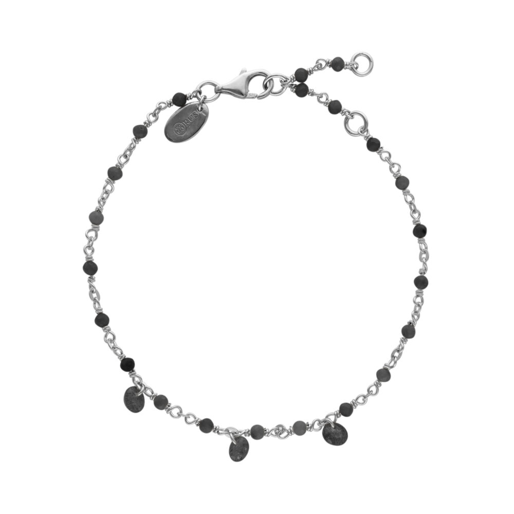 Bracelet en argent rhodié pierres naturelles spinelle noir pampilles spinelle noir