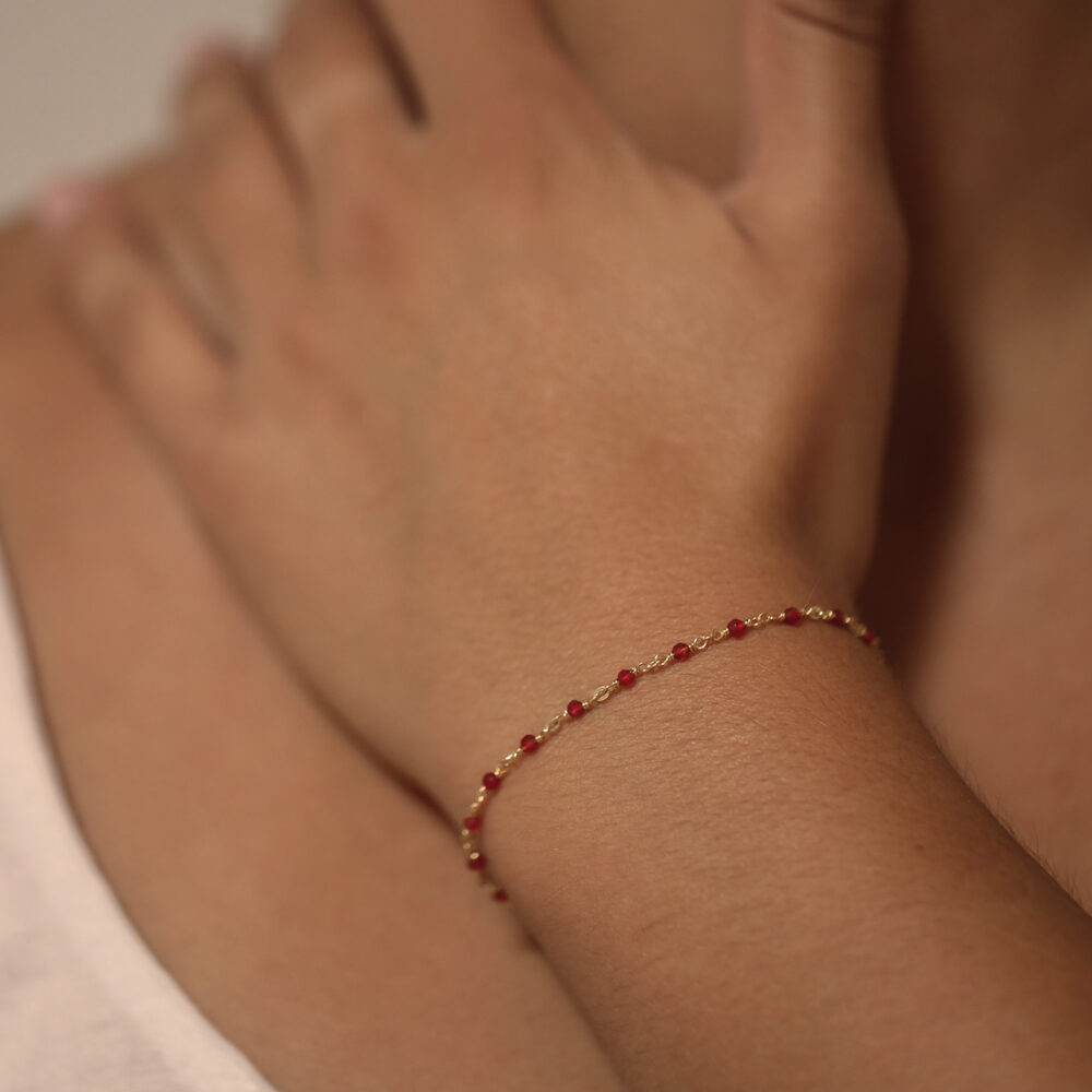 Alternative view of Bracelet en argent rhodié pierres amazonite