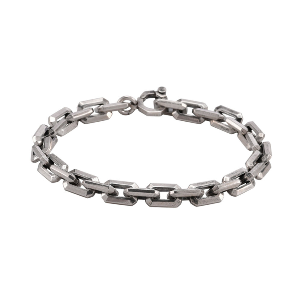 Bracelet homme argent maille facettée