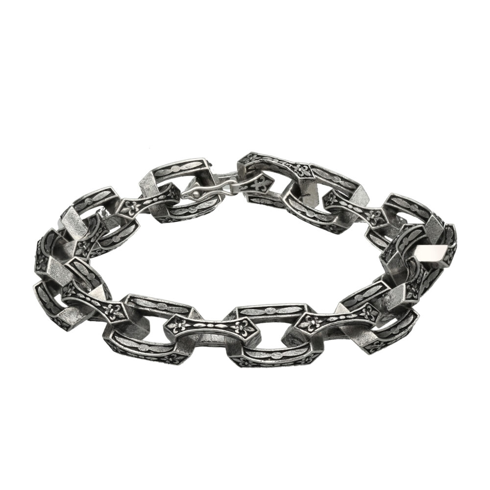 Bracelet homme argent structure tribal maille chaine