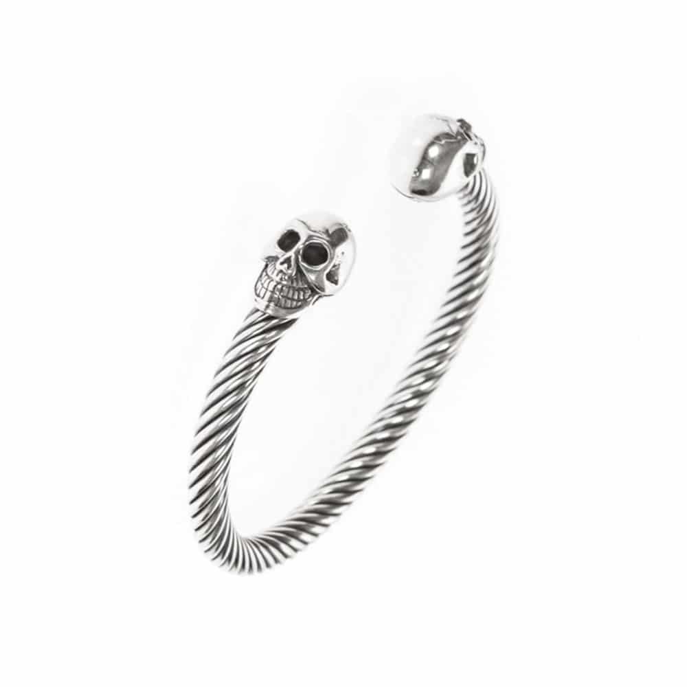 Bracelet homme tête de mort jonc argent