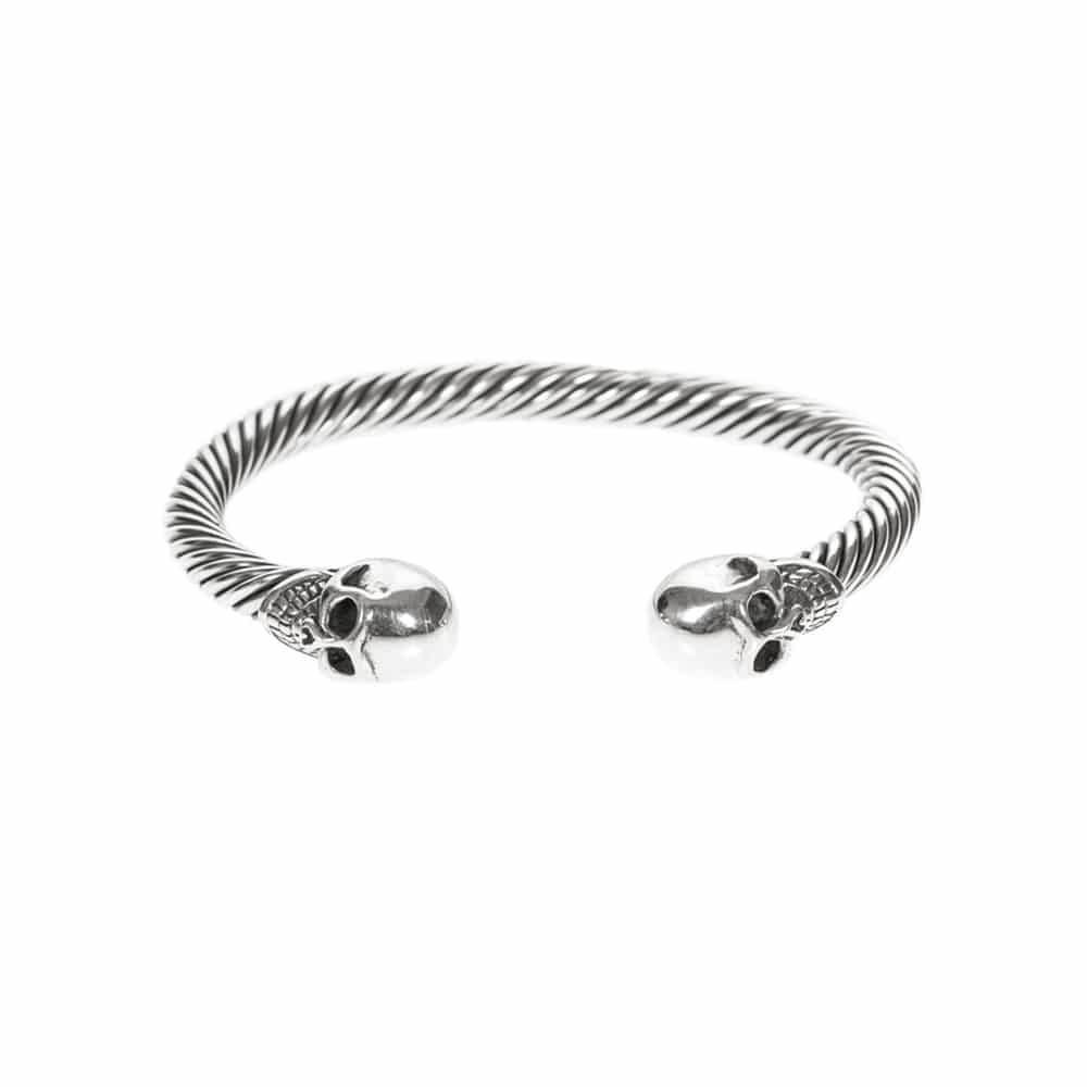 Bracelet homme tête de mort jonc argent – Image 3