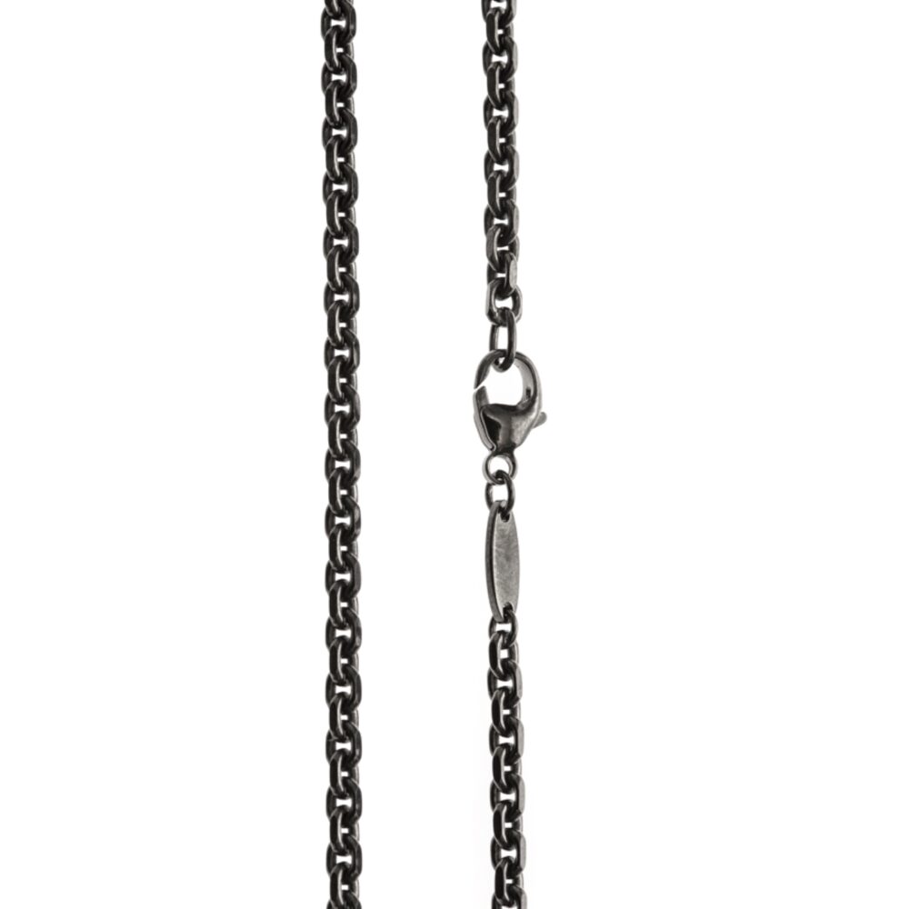 Alternative view of Chaine argent massif maille forçat facettée noire