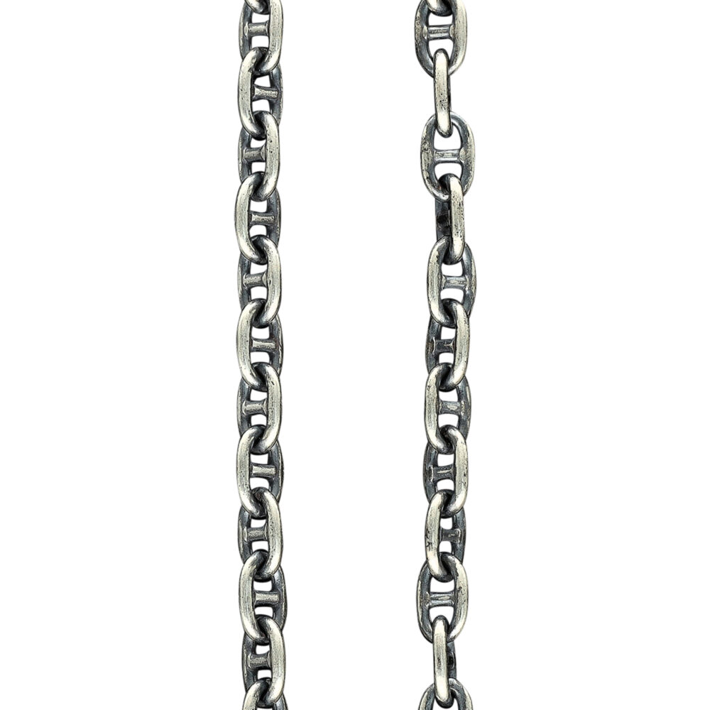 Alternative view of Chaine homme maille marine argent massif vieilli