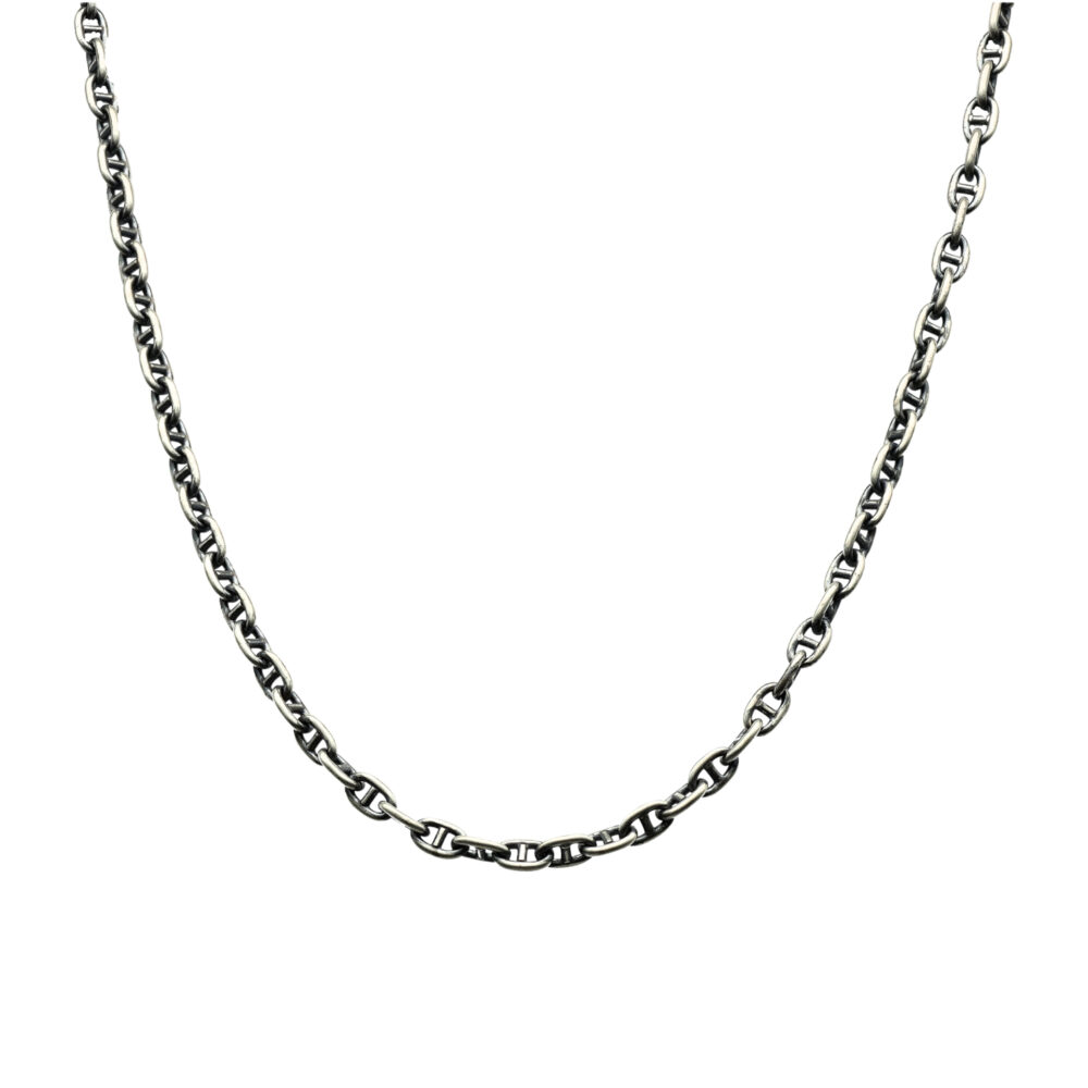 Chaine homme maille marine argent massif vieilli