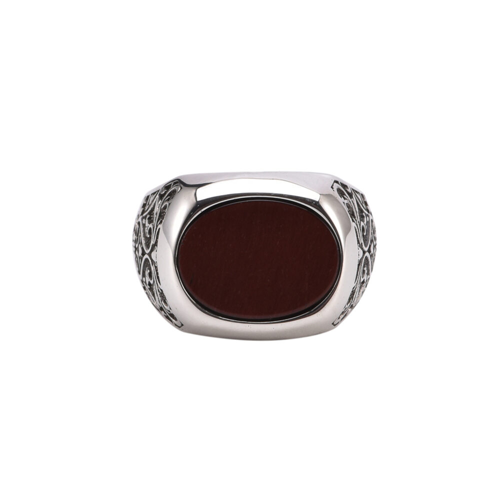 Bague chevalière homme argent noblesse œil de tigre rouge