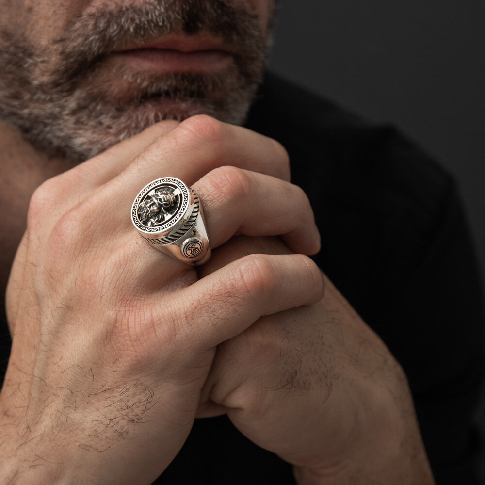 Alternative view of Chevalière homme argent tête jésus christ