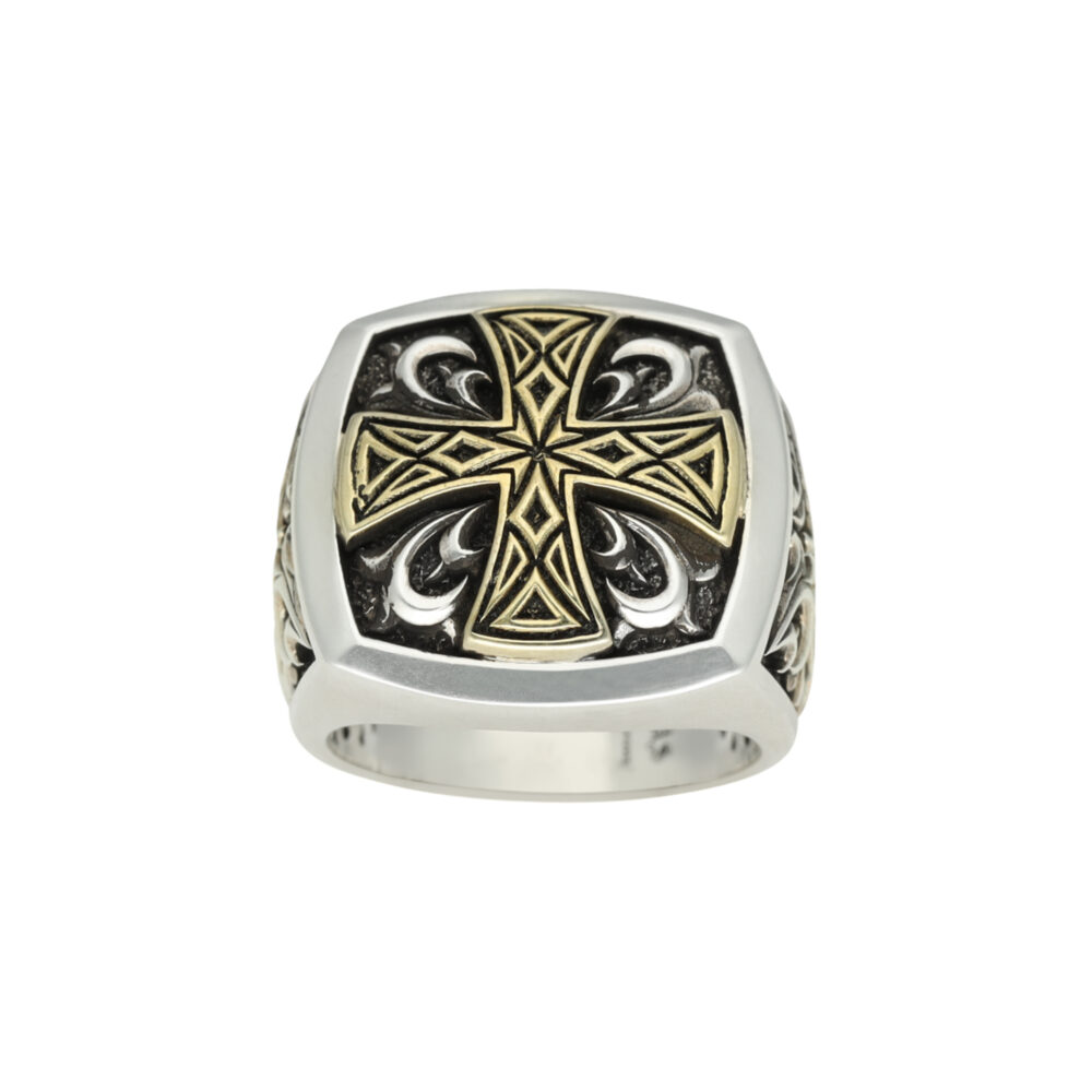 Chevalière homme croix de fer argent bronze