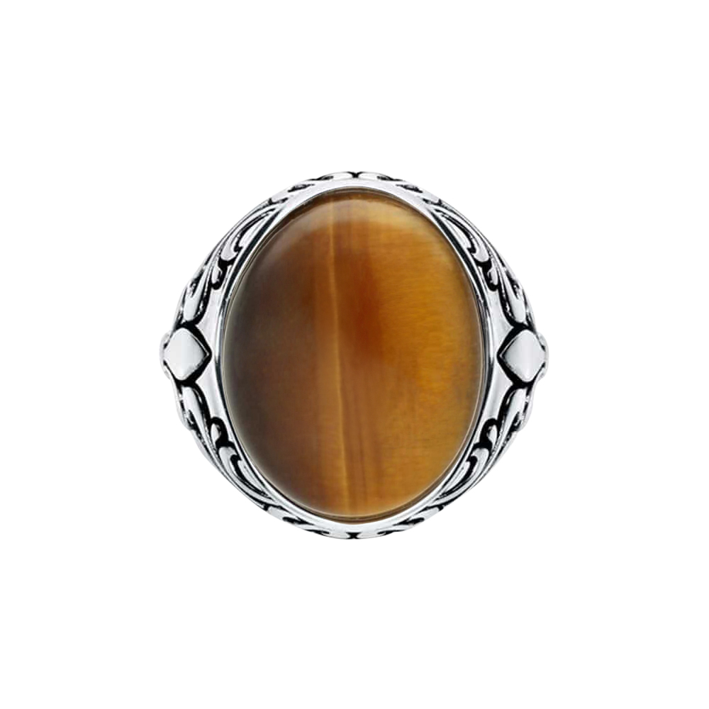 Chevalière homme royale œil de tigre argent