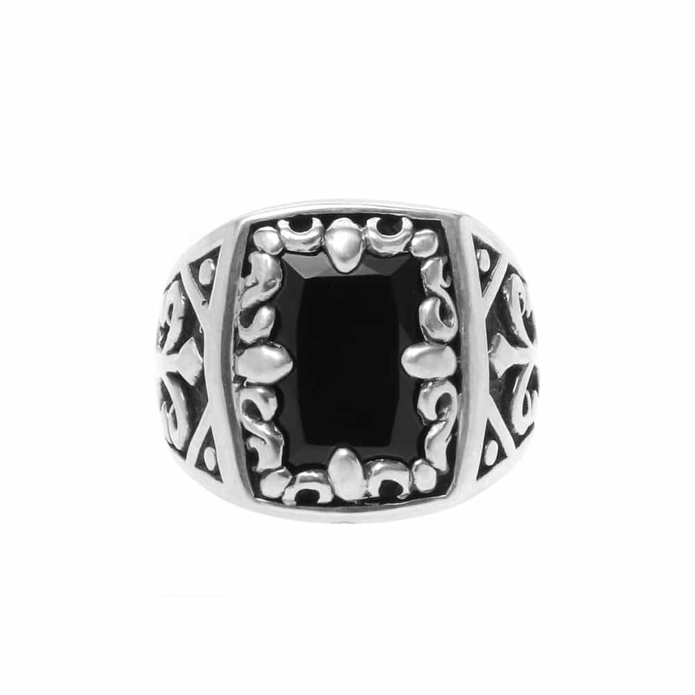 Chevalière homme argent l’esprit du roi onyx noir