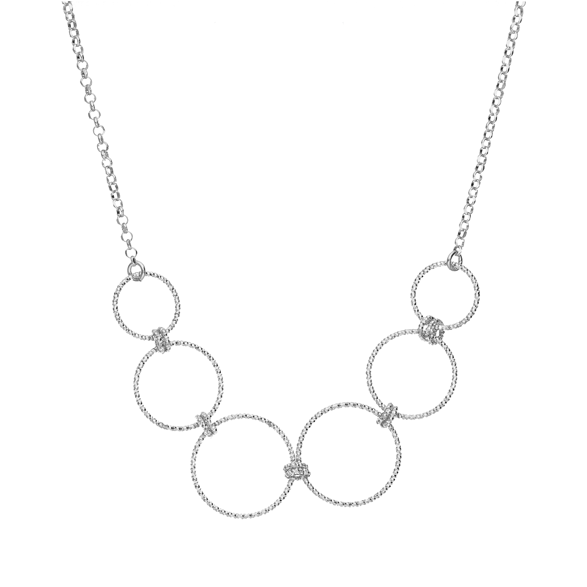 Collier argent cascade d anneaux
