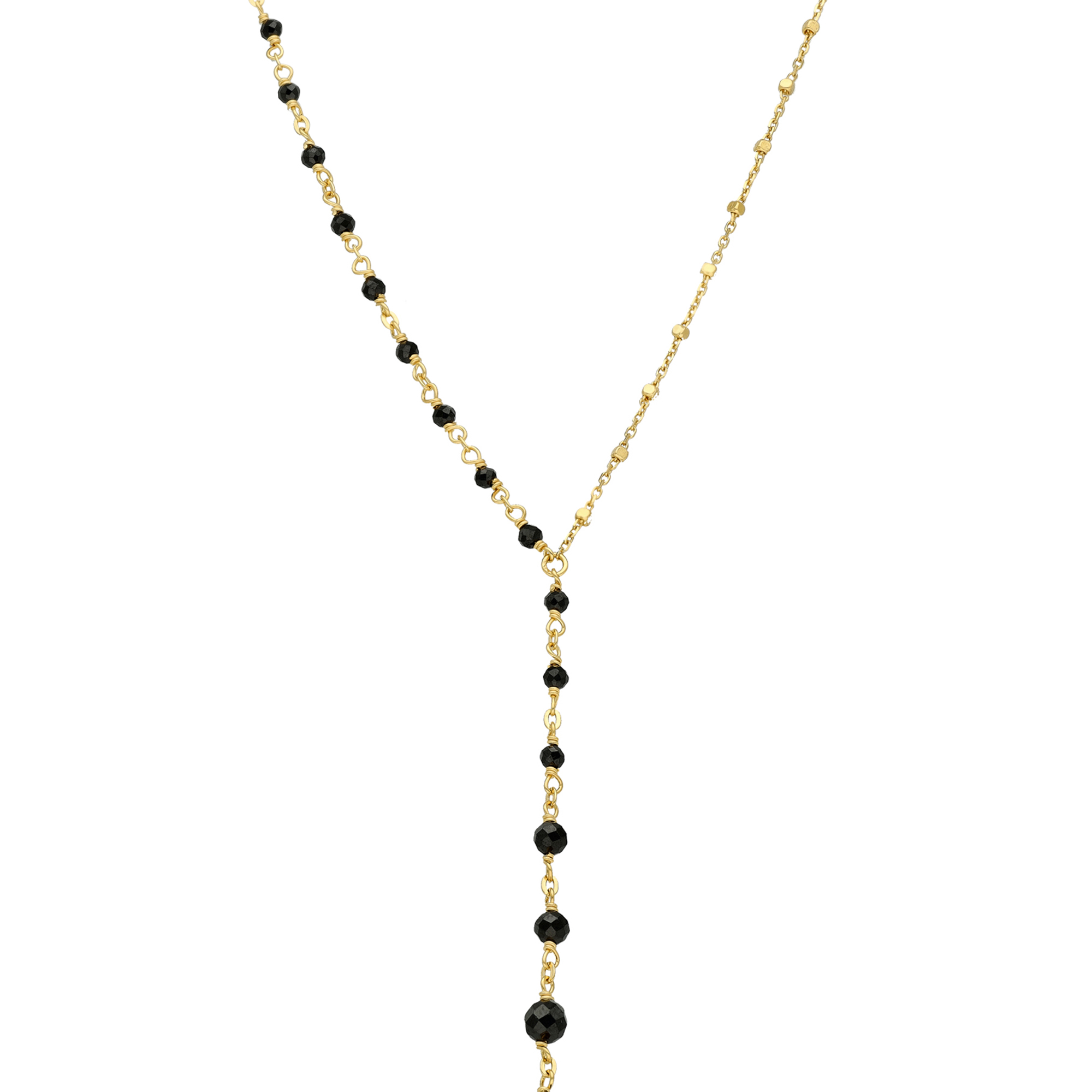 Collier argent doré cascade cravate pierre spinelle noire