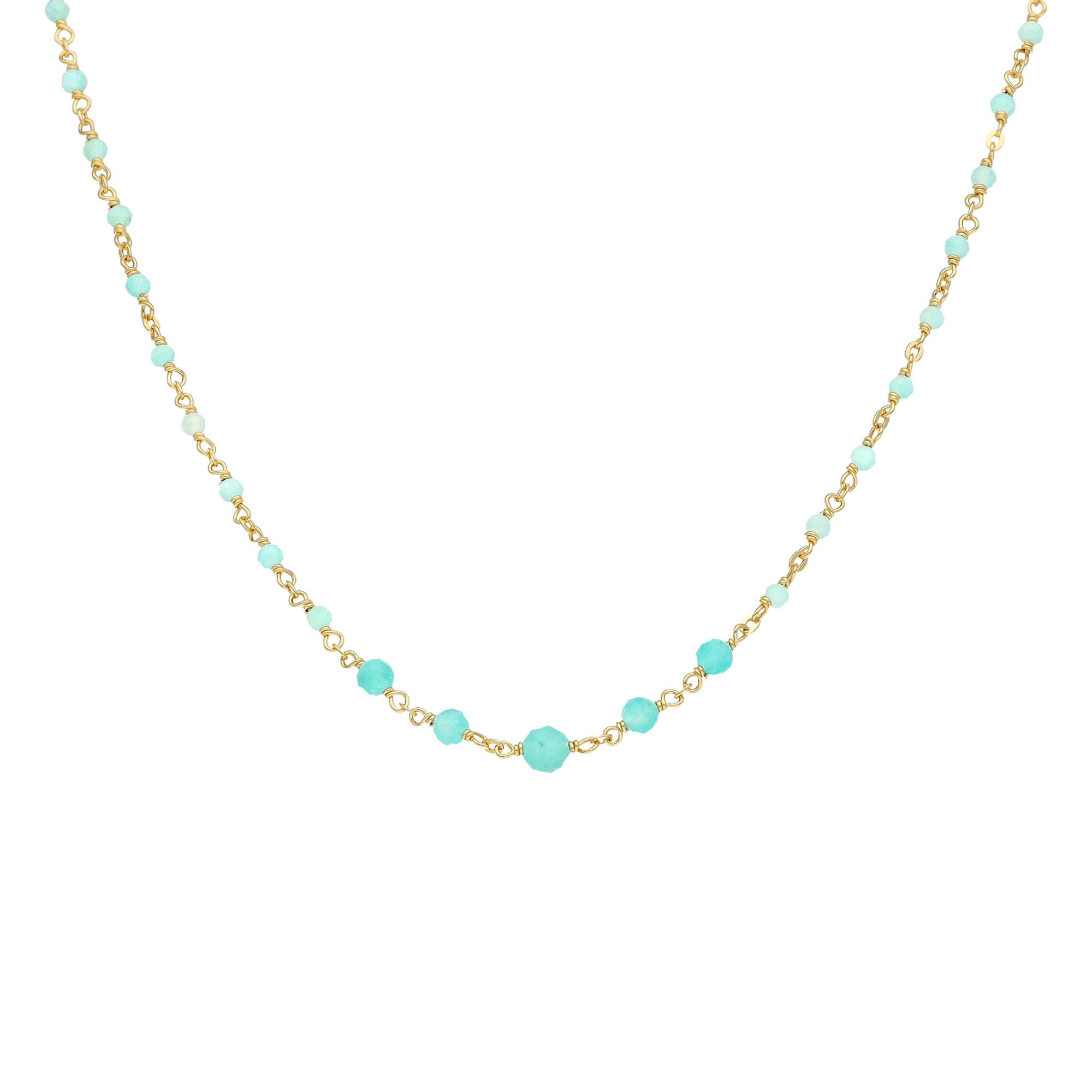 Collier argent doré cascade pierre amazonite