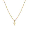 Collier argent doré croix et pierres naturelles tourmaline
