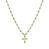 Collier argent doré croix et pierres naturelles onyx vert