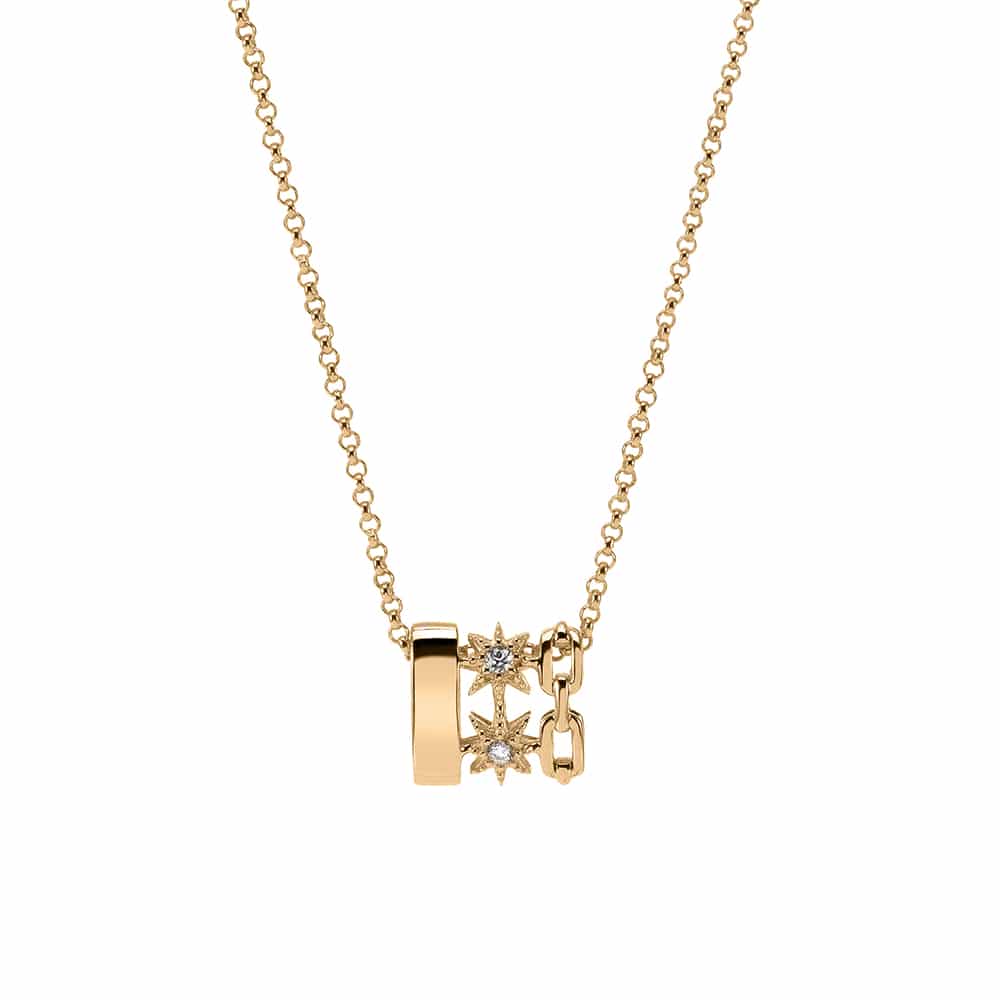 Collier argent doré Étoile sertie de zirconium blanc