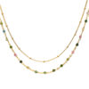 Collier argent doré double chaine et pierres naturelles tourmaline