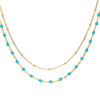 Collier argent doré double chaine et pierres naturelles turquoise