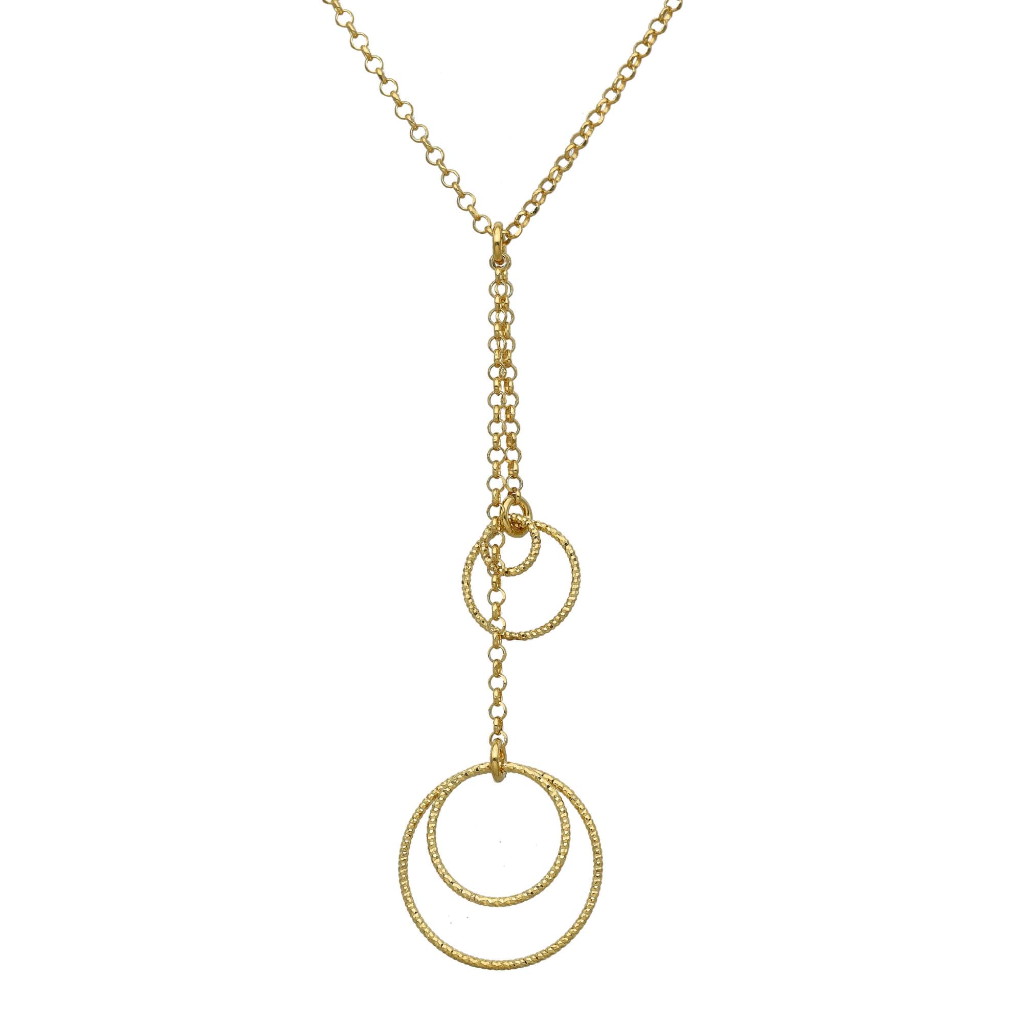 Collier argent doré doubles chaînes cercles diamantés