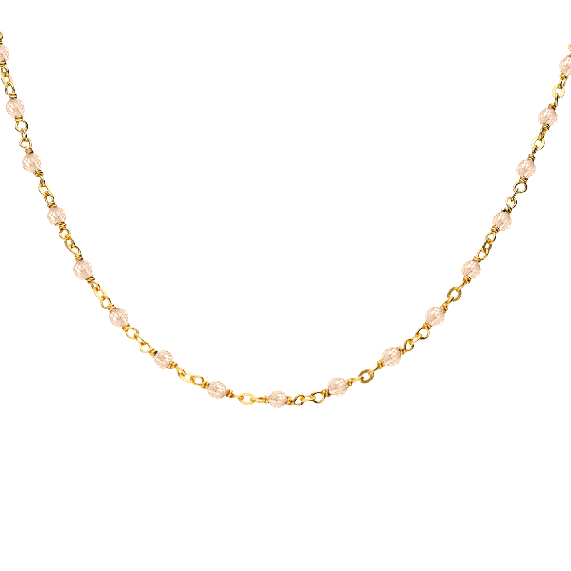 Collier argent doré et pierres naturelles opale rose