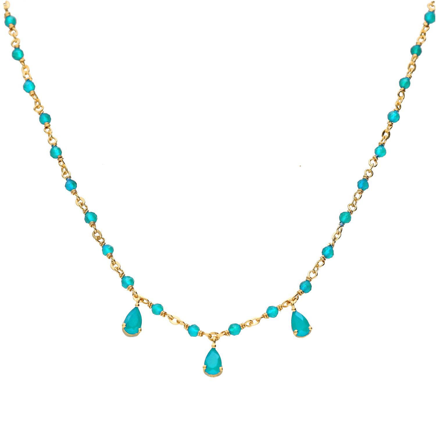 Collier argent doré et pierres naturelles turquoise