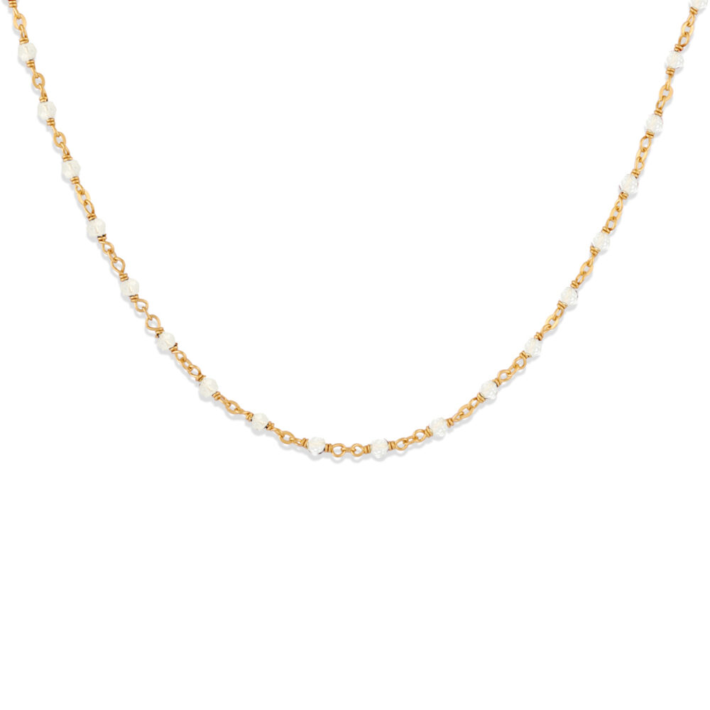 Collier argent doré et pierres naturelles blanche