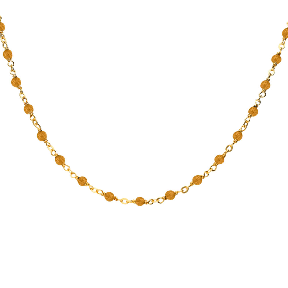 Collier argent doré et pierres naturelles œil de tigre