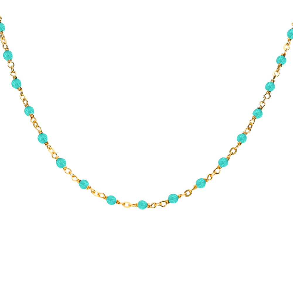 Collier argent doré et pierres naturelles amazonite